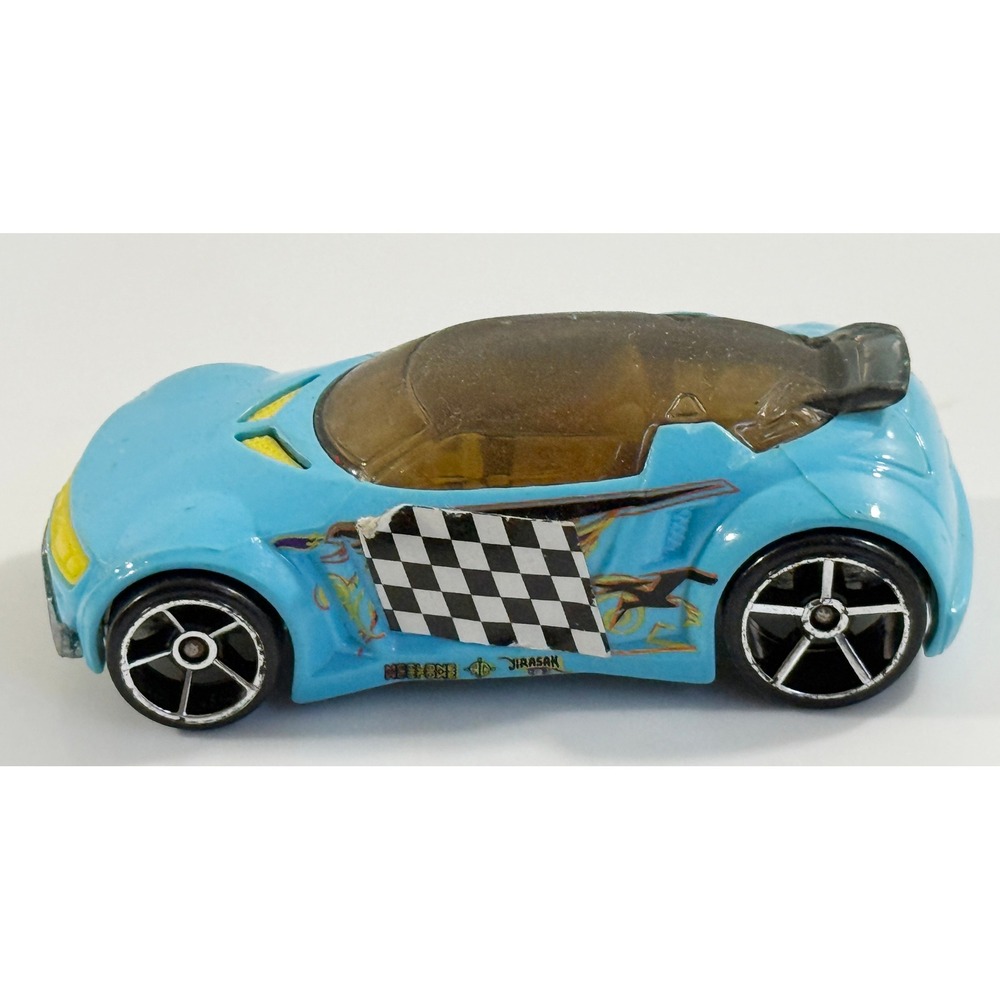Hot Wheels High Voltage Toy Car Kids 1:64 Blue Checkered Flag Racing Decals